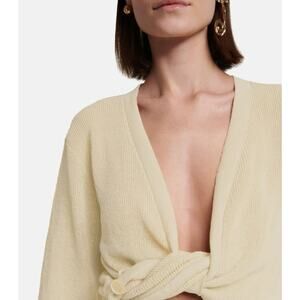 Jacquemus Le Gilet Nou Linen Knit Crop Top Beige - 34/US 2